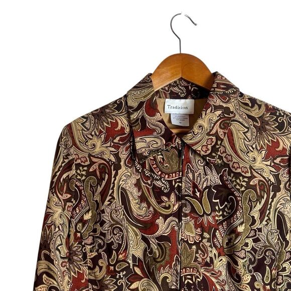 Tradition full zip paisley printed coat. Size 10 - Picture 2 of 8